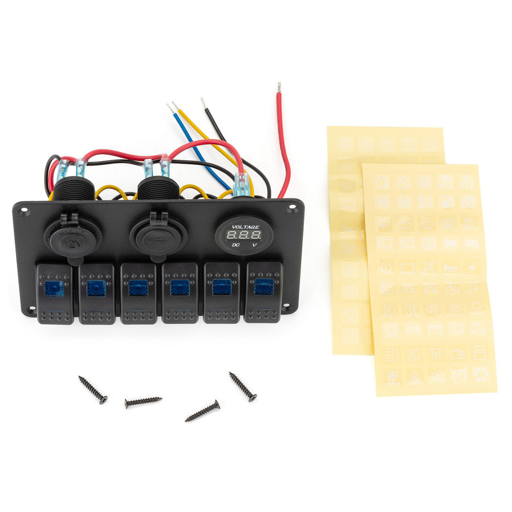 Панель переключения на 6 кнопок с вольметром, USB и прикуривателем Киев - изображение 4