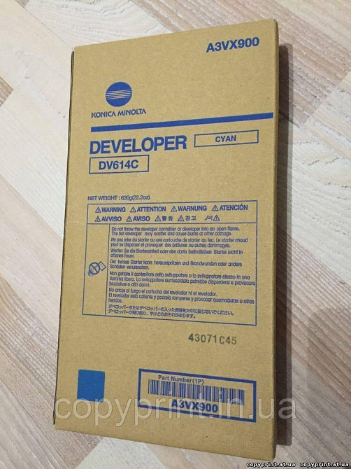 Девелопер Konica Minolta DV-614C блакитний Cyan для bizhub PRESS C1060/C1060L/C1070 A3VX900 Ресурс: 1,2 млн. Київ - фото 1