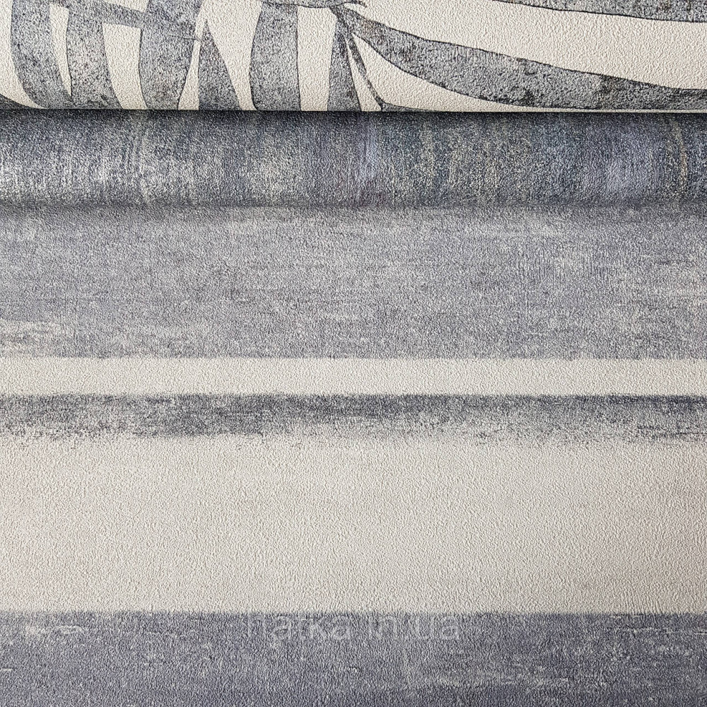 Шпалери вінілові на флізелін Rasch Linares 0.53х10 смуги широкі ефект потертості синьо сірі білі 617788 Київ - фото 2