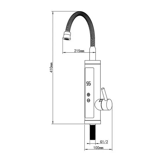 Проточний водонагрівач для кухні WEZER SDS-F9TC з гнучким виливом, 3,3 кВт, сатин Київ