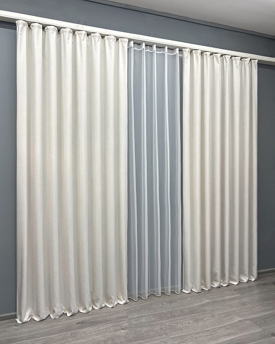 Комплект готовых штор VR-Textil Микровелюр Petek YL № 2020ш Молочный 150х270 см 2 шт (33-1005) Киев - изображение 4
