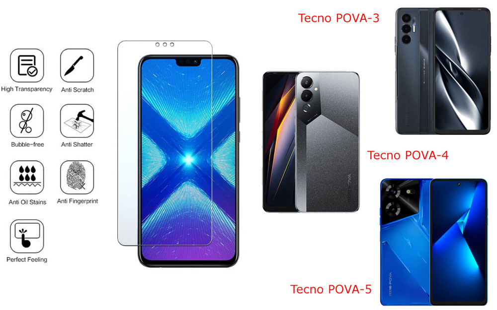 Защитное стекло NeoGlass для Tecno POVA-3, POVA-4, POVA-5 – ультрапрозрачное и устойчивое Киев - изображение 4
