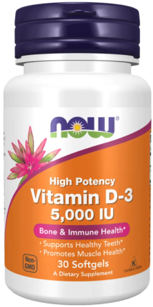 Витамин Д Now Vitamin D-3 5000 IU 30 softgels Киев