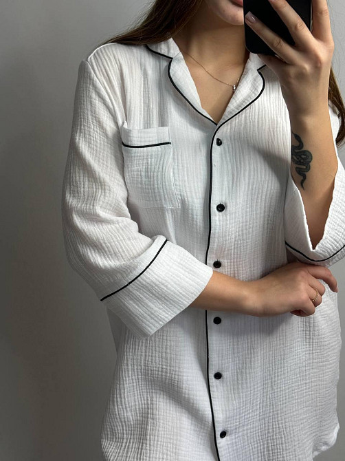 Женская муслиновая ночная сорочка Белый XL-2XL Харьков - изображение 5