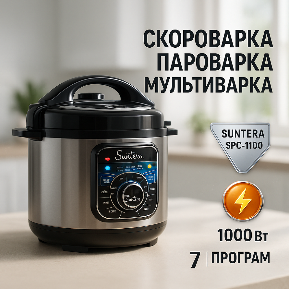 Кашеварки SUNTERA SPC-1100 1000 Вт, Мультиварка для дому якісна мультиварка Практична XK-59 Львів - фото 17