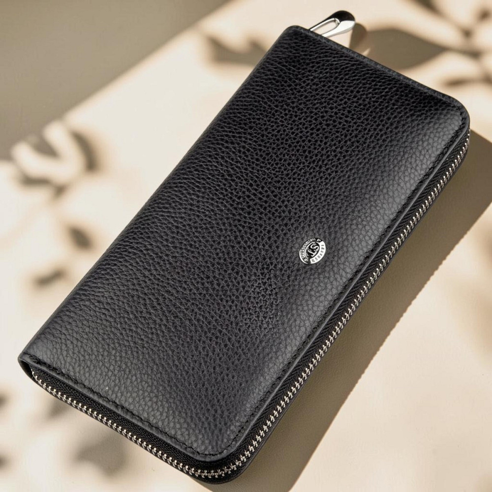 Жіночий шкіряний клатч на блискавці чорний (ST Leather) Київ - фото 10