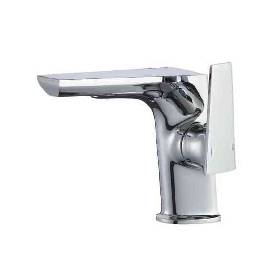 Змішувач для умивальника, раковини з латуні дизайнерський, з боковим важелем з хромовим покриттям Кам'янець-Подільський