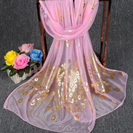 Шарф с Павлинами розовый, размер шарфа 170*40см, Киев - изображение 1