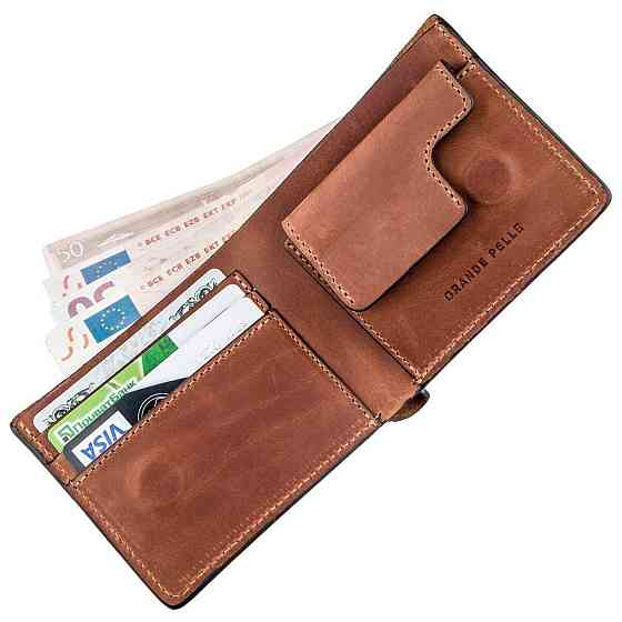 Стильне портмоне унісекс GRANDE PELLE 11236 Коричнева Київ