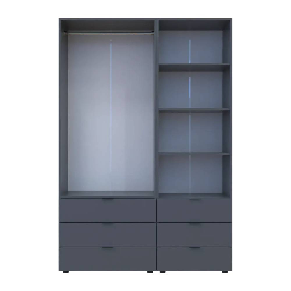 Шкаф для одежды Doros Гелар Графит 2ДСП с пеналом 137.5х49.5х203.4 (DRS-011912) Днепр - изображение 6