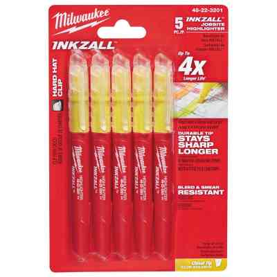Набор маркеров Milwaukee текстмаркеров InkZAll желтый, 5шт (48223201) Винница