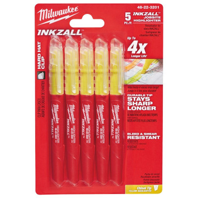 Набір маркерів Milwaukee текстмаркерів InkZAll жовтий, 5шт (48223201) Вінниця - фото 1