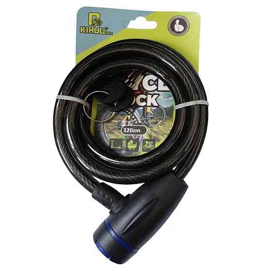 Замок велосипедный KIHUU LOCK 187, 10*120 тросовый, 2 ключа. Цвет: черный XE-55 Львов