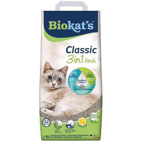 Наполнитель Biokats для кошачьего туалета Classic Fresh 3in1 бентонитовый 0,1 – 5мм 10 л Киев