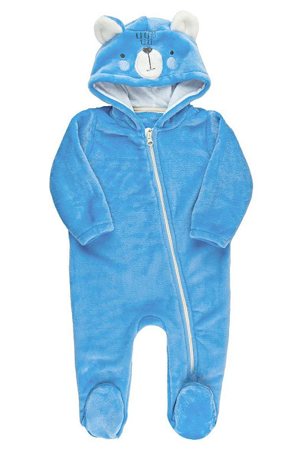 Комбінезон теплий для новонароджених, велсофт блакитний топ Київ - фото 1
