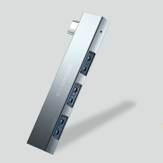 Хаб Essager EHBC03-FY0G-P Type-C 3в1 (Сірий) Николаев - изображение 2