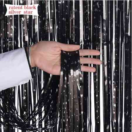 Дощик для фотозони з принтом зірок 2 м на 1 м чорно-сріблястий Київ