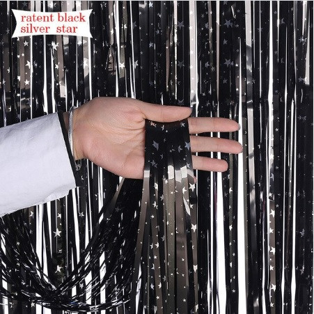 Дощик для фотозони з принтом зірок 2 м на 1 м чорно-сріблястий Київ - фото 3