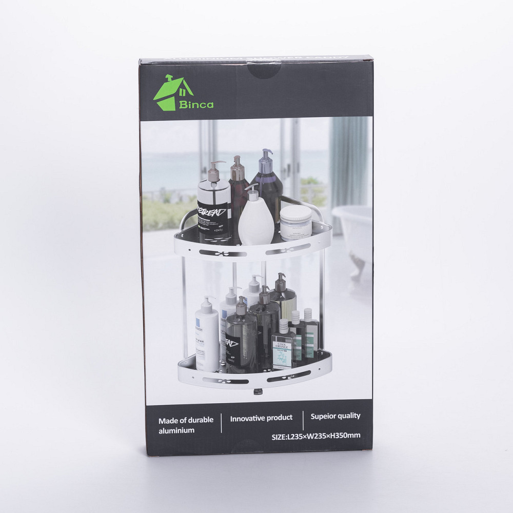 Yiwu Алюмінієва кутова полиця для ванної двоярусна універсальна HP-46-3 Коломыя - изображение 4