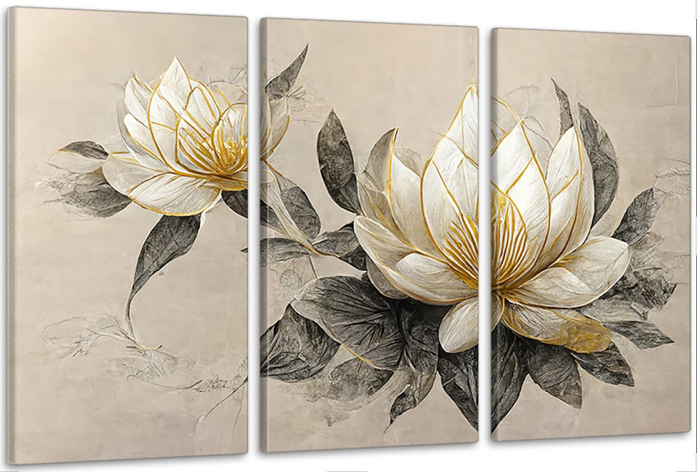 Модульная картина в гостиную / спальню Білі квіти   ART-139_3A 100х150 см Киев - изображение 1