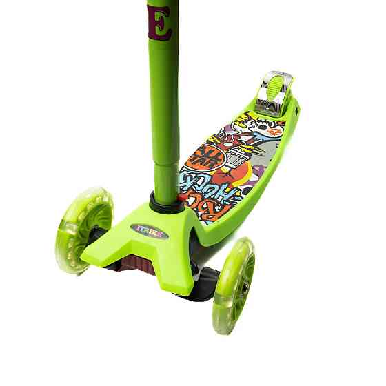 Самокат детский трехколесный iTrike MAXI JR 3-055-1-GR  со светящимися колесами, руль регулируется, Салатовый Каменец-Подольский