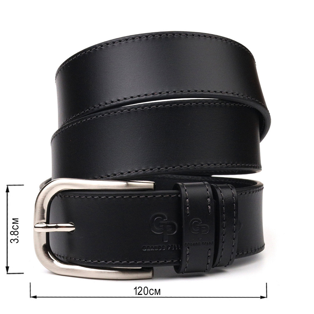 Качественный ремень для мужчин из натуральной кожи Grande Pelle 21463 Черный Киев - изображение 3