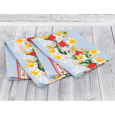 Рушник Руно вафельний набивний Весняні квіти -2, 45х80 см (202.15_Весняні квіти_2) Вінниця - фото 4