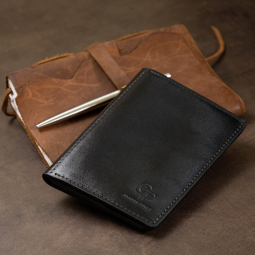 Шкіряна обкладинка для документів GRANDE PELLE 11401 Чорний Київ - фото 1