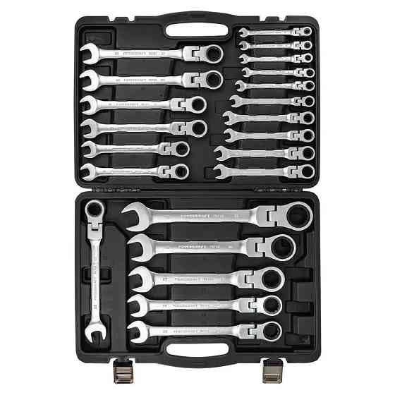 Набір ключів тріскачкових з шарніром 22пр. (6-32мм) FORCEKRAFT FK-10342 Одеса