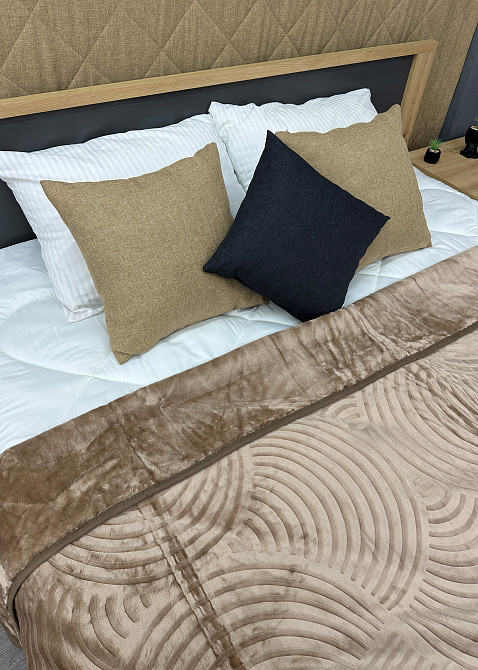 Покривало-плед "Преміум 3D-рельєф" ЄВРО 200х230 см колір бежевий (85-206) Київ - фото 2