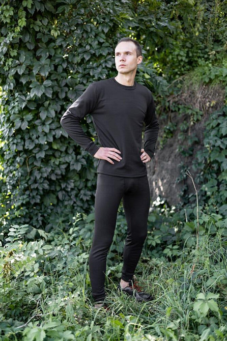 Чоловіча термобілизна зимова на флісі вологовивідна Pobedov Teplo чорне Київ - фото 6