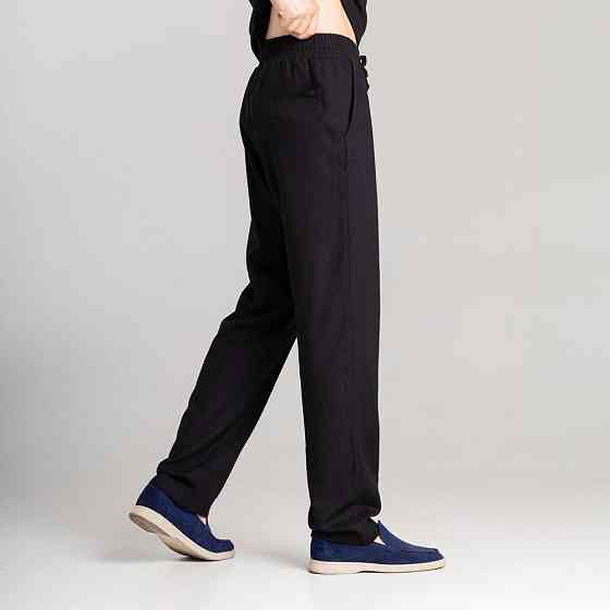 Мужские льняные брюки свободного кроя чорні Pobedov Chill Киев