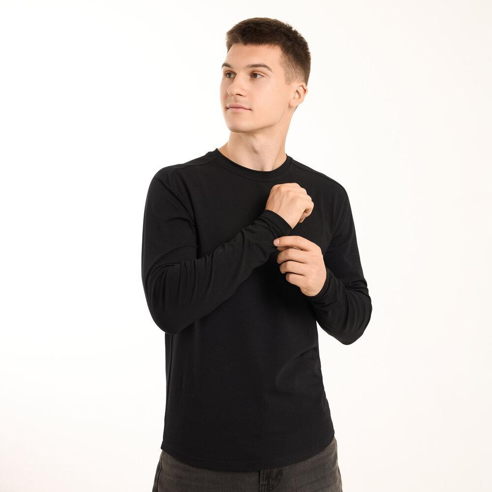 Черный мужской лонгслив Pobedov Dune. Черная мужская кофта из кулира Киев - изображение 6