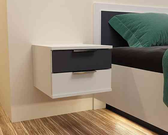 Тумба навесная прикроватная Кристалл, Белый/Антрацит, 400/400/290 Львов