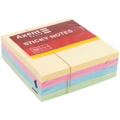 Бумага для заметок Axent с клейким слоем Ассорти пастельных цветов 75х75мм, 250 листов (D3350) Винница - изображение 2
