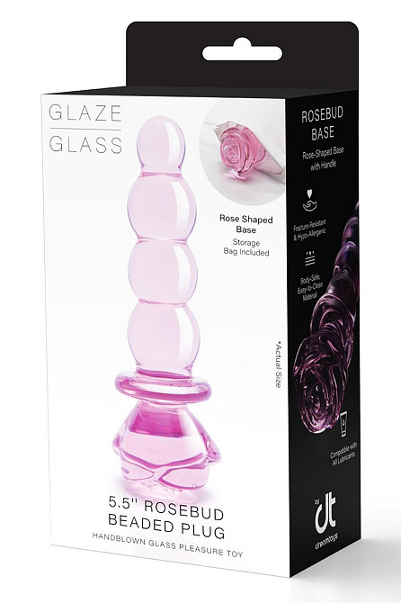 Фалоімітатор ялинка зі скла Dream Toys Glaze Glass у формі бутона троянди Sex Aura Київ - фото 8
