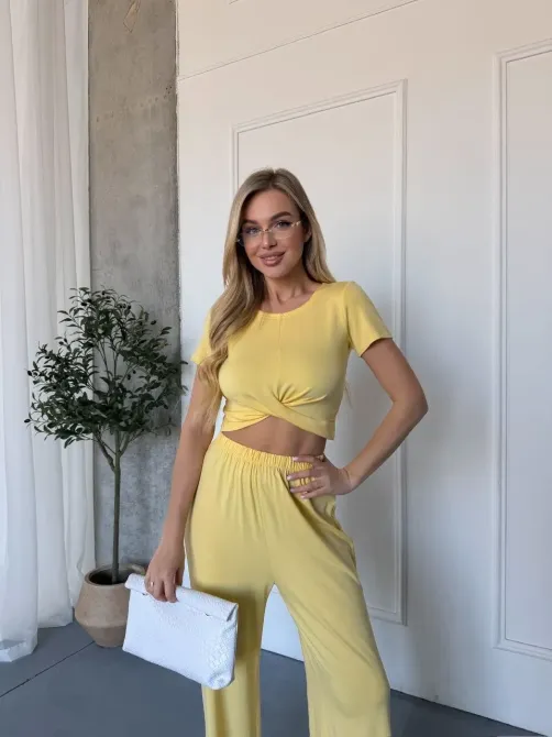 Жіночий літній костюм топ з перекрутом і брюки палаццо віскоза Одеса - фото 6