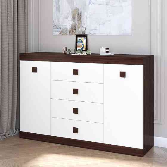 Великий комод Еверест на 4 ящики Соната-8 140х38х94 венге темний + білий (DTM-2015) Львів