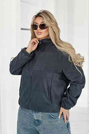 Флісова жіноча кофта на блискавці Jacket" | Норма та батал Графіт, 50-52 Київ