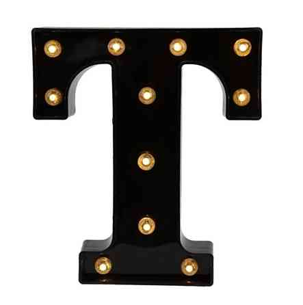 Буква с подсветкой T объемная маленькая 22 на 19 см черный Киев