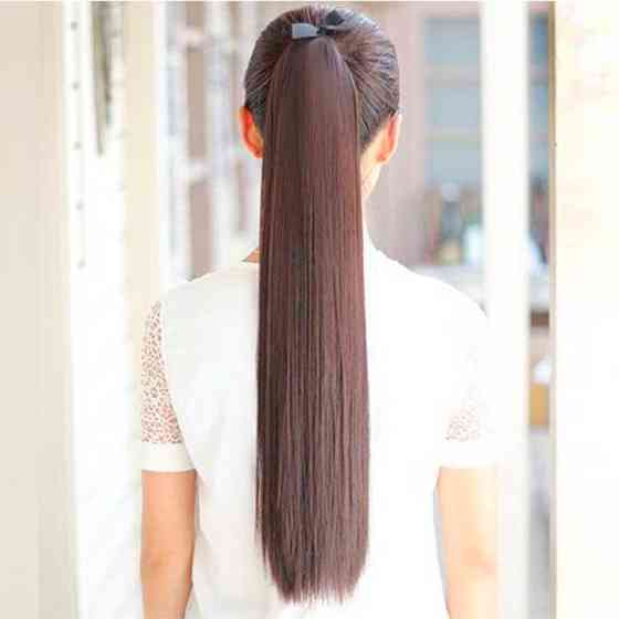 Шиньйон накладний хвіст на стрічці Didaka пряме волосся "Шатенка" - 50 см - Каштановий Вінниця