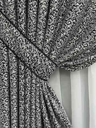 Комплект готових штор VR-Textil Софт Вензель № 2050ш(А) Чорний з сірим 100х275 см 2шт (31-0038) Київ