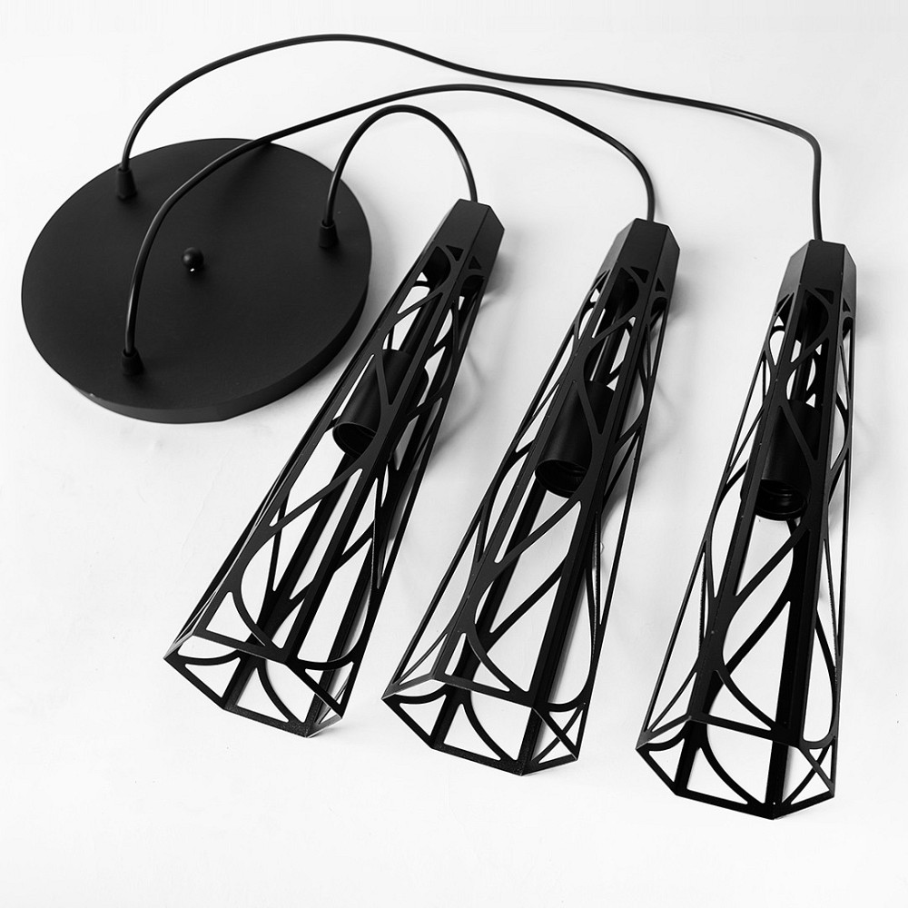 Светильник подвесной MSK Electric Parma под три лампы Е27 на круглом основании NL 3890-3R BK черный Киев - изображение 2