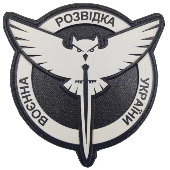 Патч / шеврон ЗСУ Військова розвідка України сова ГУР чорно-білий Запоріжжя