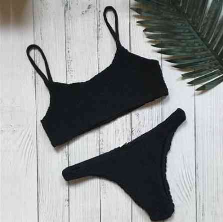 Купальник резинка жатка роздільний S чорний Київ