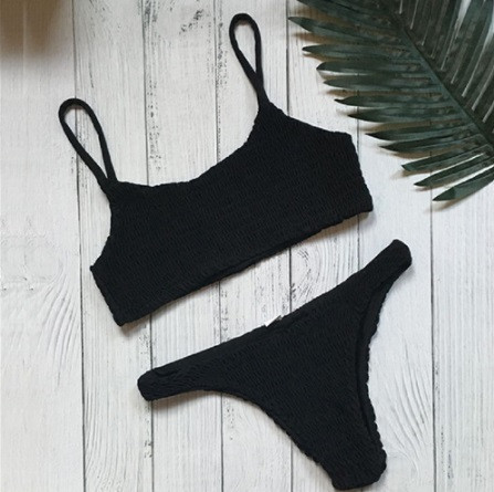 Купальник резинка жатка роздільний S чорний Київ - фото 1