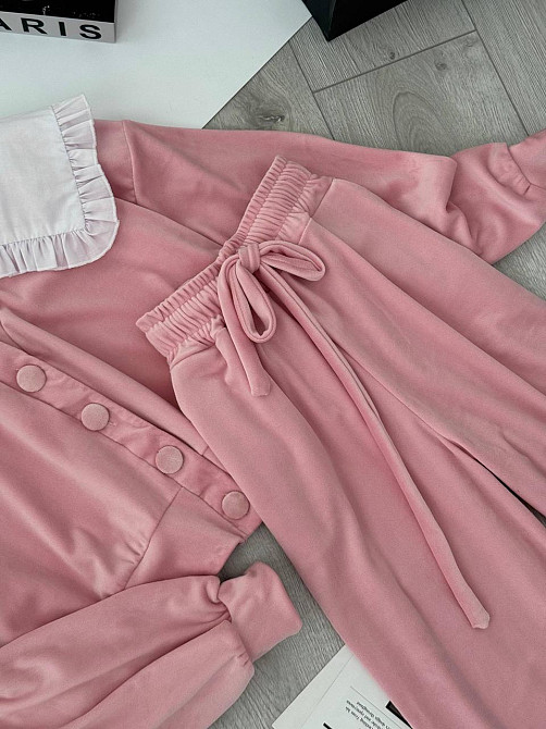 Женский плюшевый костюм двойка: кофта с воротником и штаны велюр Одесса - изображение 7