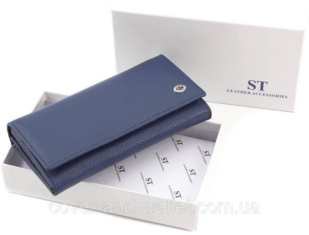 Жіночий шкіряний гаманець середнього розміру на кнопці ST Leather Київ - фото 3
