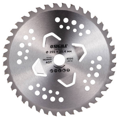 Нож для триммера Sigma с твердосплавными напайками 255x25.4мм 40Т 4 подрезные лопасти (5624601) Винница - изображение 1