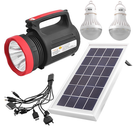 Ліхтар прожекторний ASK-1902T 5W+20SMD + 2 лампи + Powerbank + solar + ЗУ220В Вінниця - фото 1